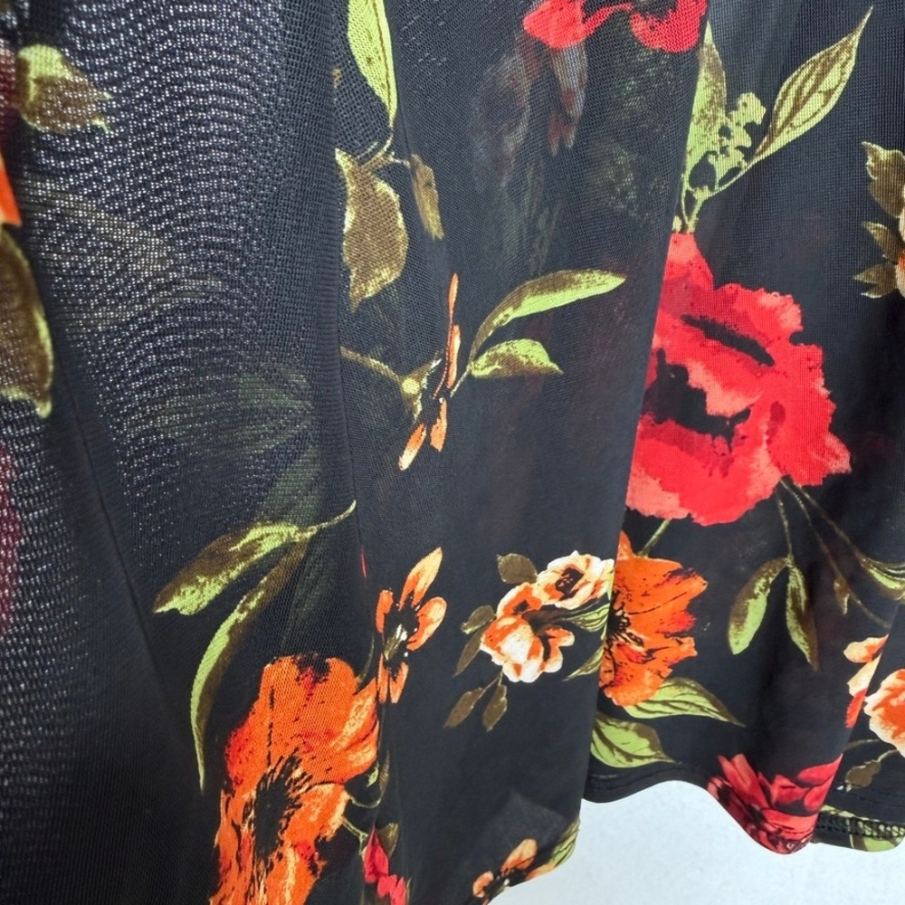 Ember Sheer Floral Swim Cover Up Women L Black Beach Duster Tunic Vest - Picture 4 of 8